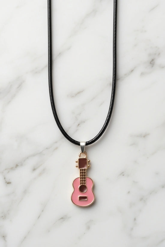 Gold and Pink Acoustic Guitar Necklace