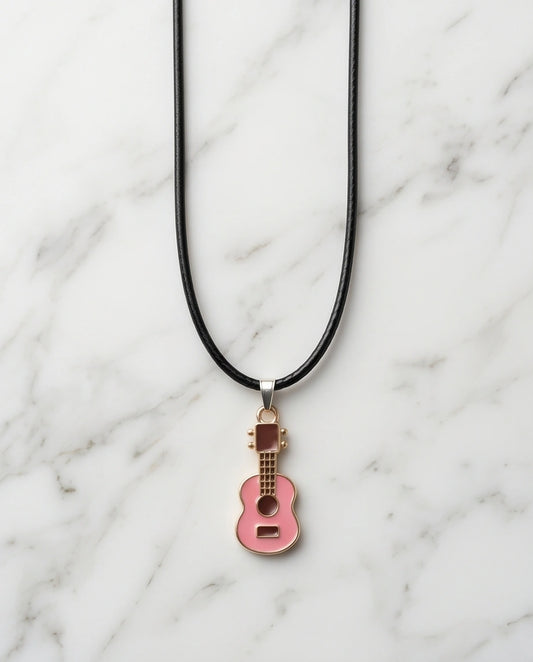 Gold and Pink Acoustic Guitar Necklace