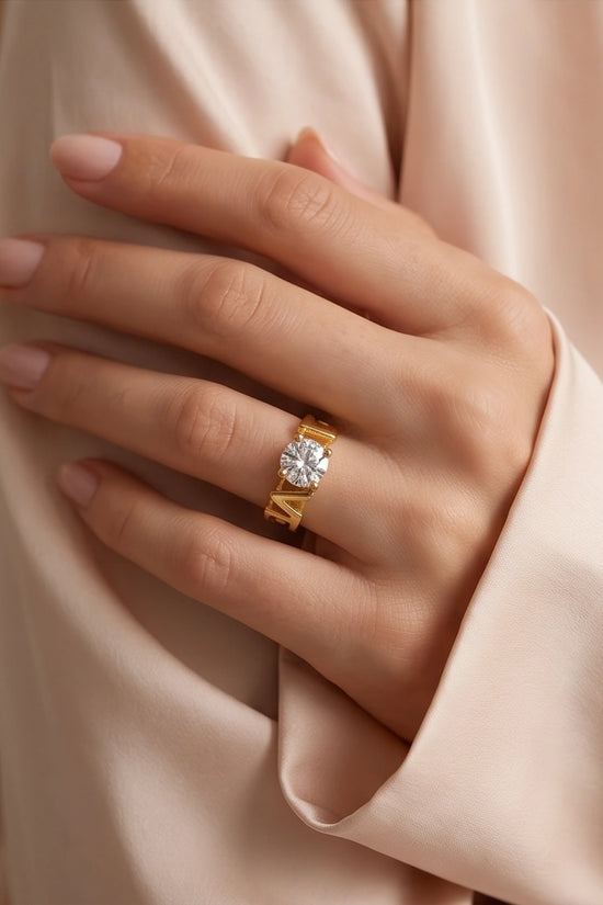 Golden Eternal Love Moissanite Ring