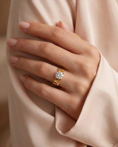 Golden Eternal Love Moissanite Ring
