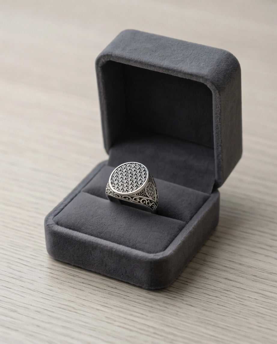 Vintage Sterling Silver Woven Basketweave Signet Ring