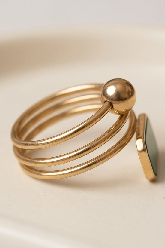 Golden Malachite Orbital Statement Ring