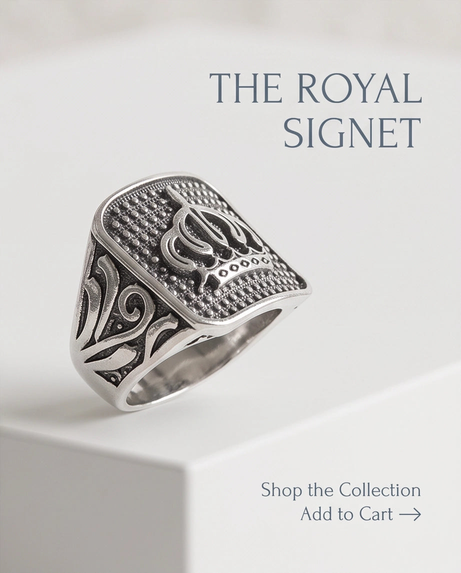 Royal Crest Cushion Signet Ring