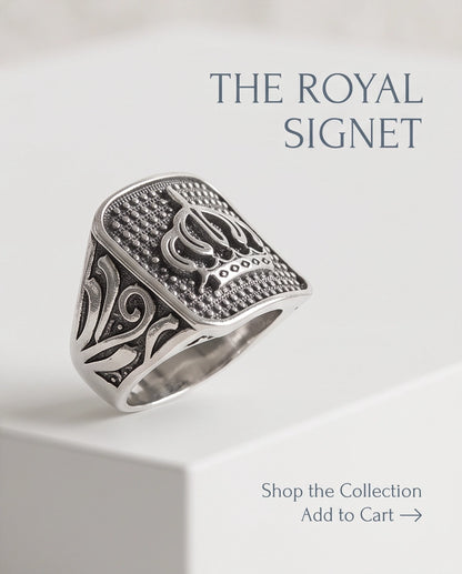 Royal Crest Cushion Signet Ring