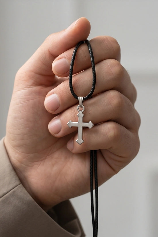 Silver Gothic Flared Cross Necklace