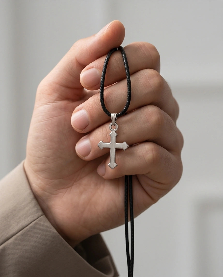 Silver Gothic Flared Cross Necklace