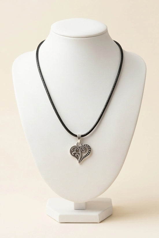 Silver Filigree Heart Pendant Necklace