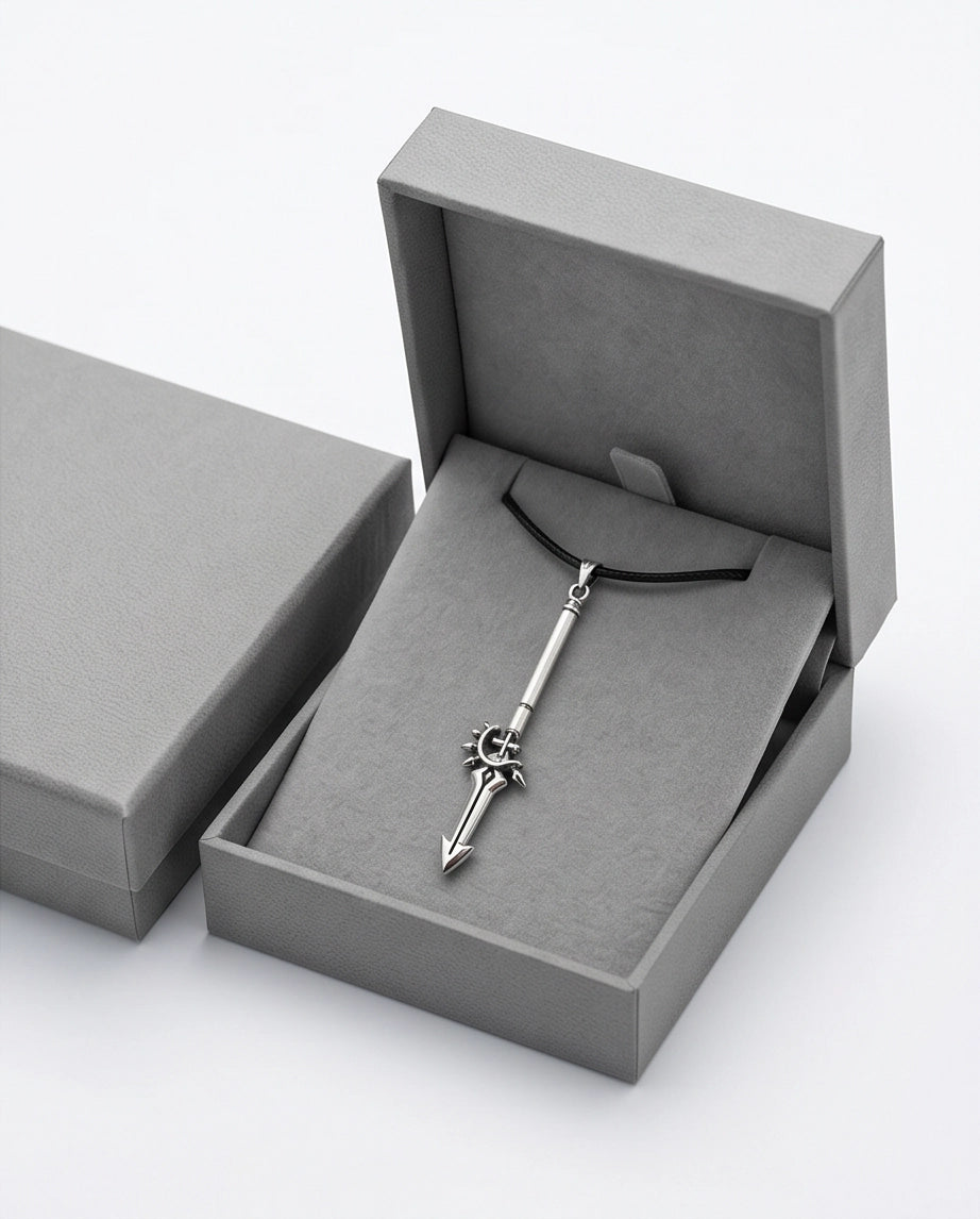 Spiked Crescent Spearhead Pendant Necklace