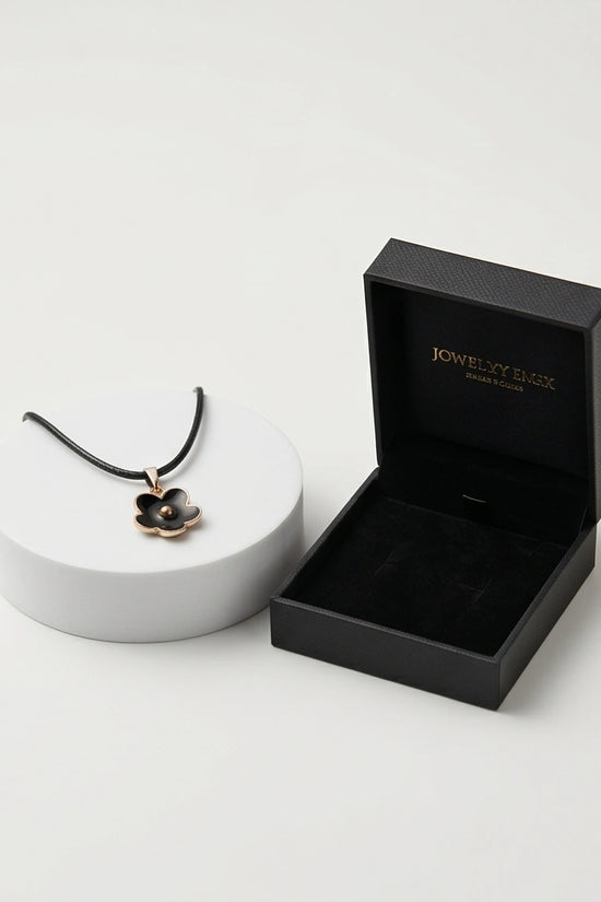 Gold and Black Minimalist Flower Necklace