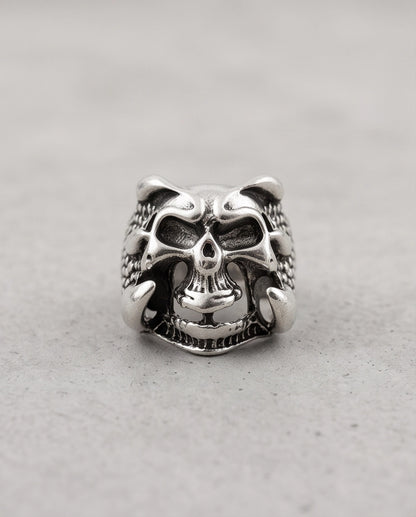 Openwork Cloned Jaw Anatomical Skull Silver Ring