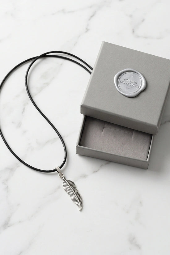 Silver Curved Retro Feather Necklace
