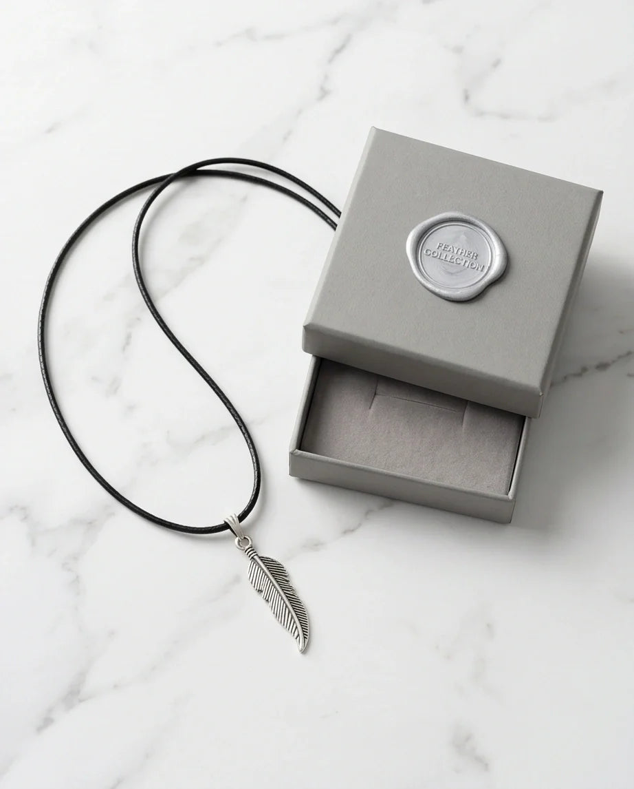 Silver Curved Retro Feather Necklace