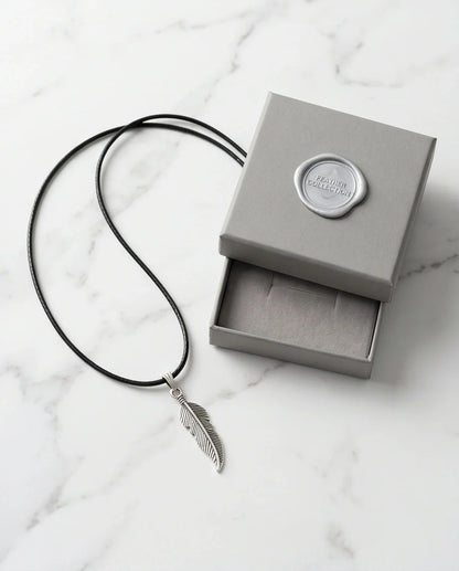Silver Curved Retro Feather Necklace