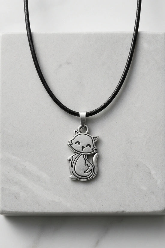 Silver Cute Cat Pendant Necklace