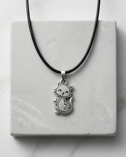 Silver Cute Cat Pendant Necklace