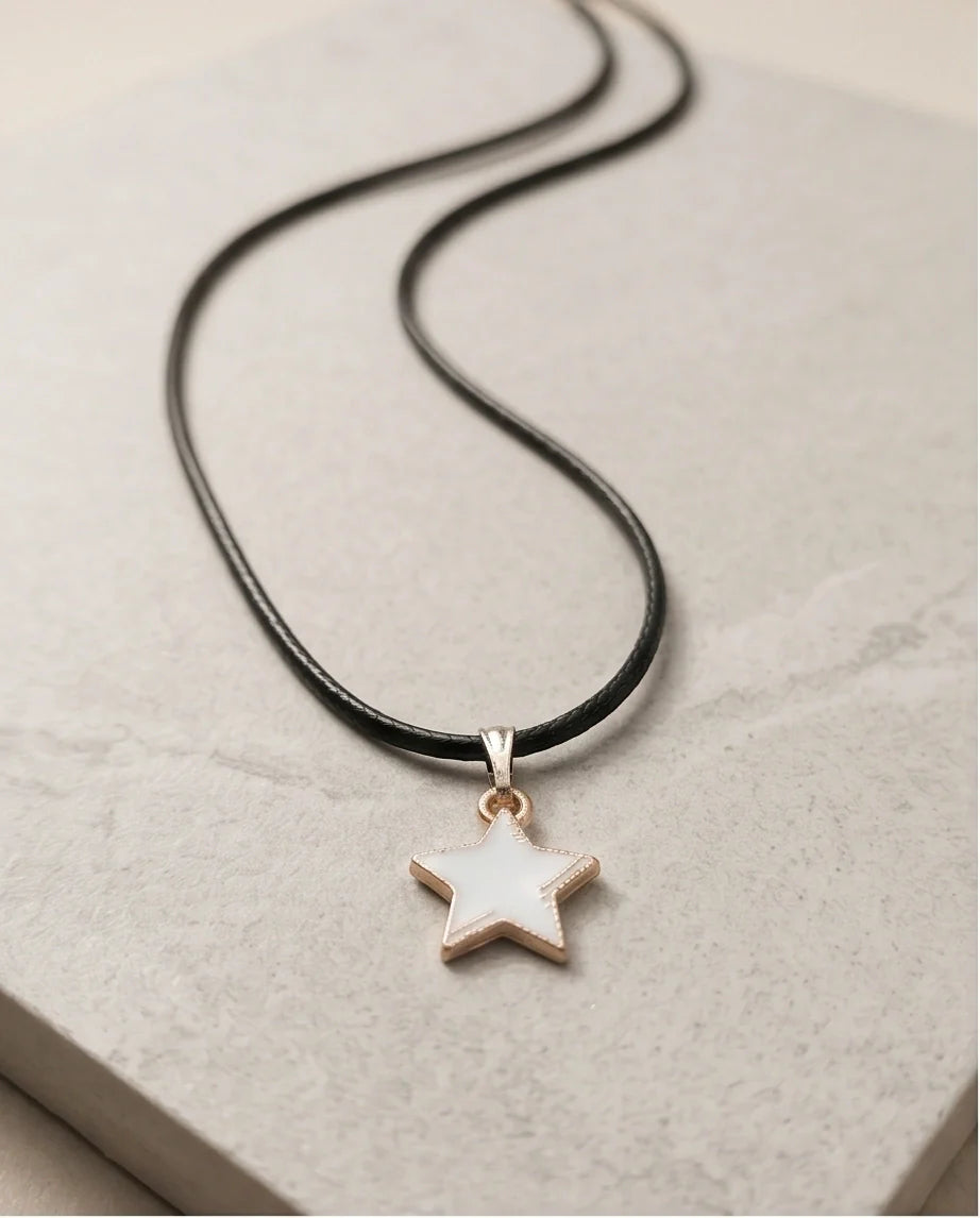Gold and White Minimalist Star Necklace