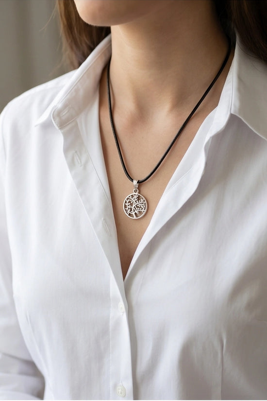 The Eternal Roots: Matte Silver Tree of Life Medallion Necklace
