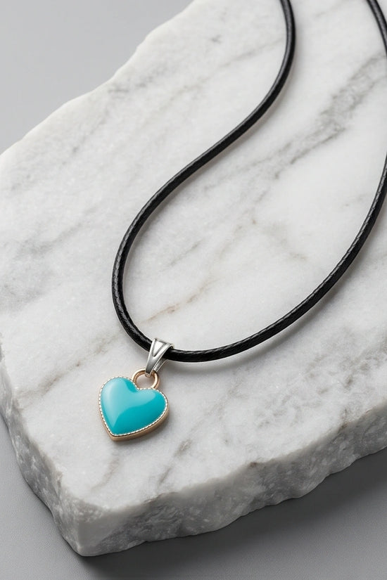 Gold and Turquoise Minimalist Heart Necklace