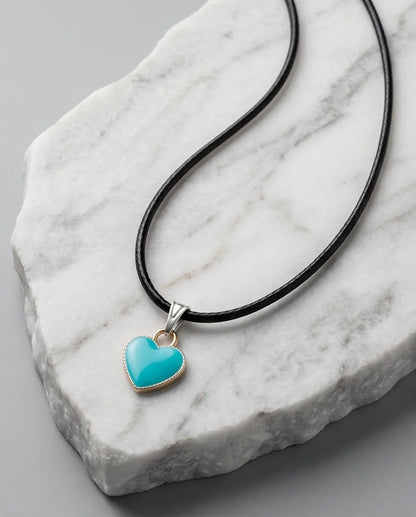 Gold and Turquoise Minimalist Heart Necklace