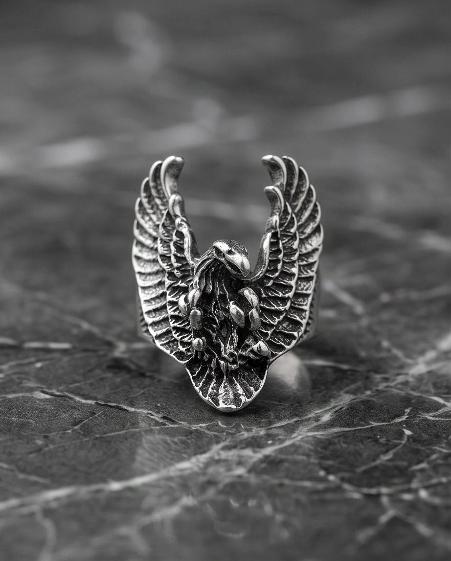 Oxidized Silver Phoenix Sculpted Ring