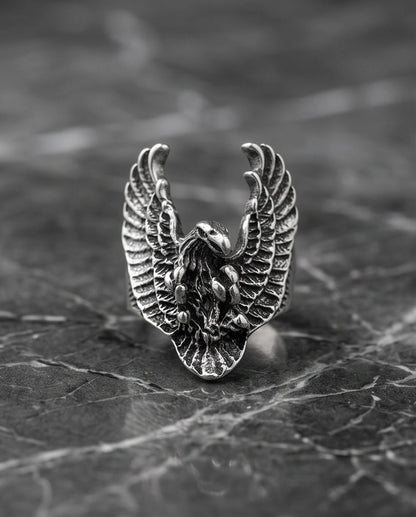 Oxidized Silver Phoenix Sculpted Ring
