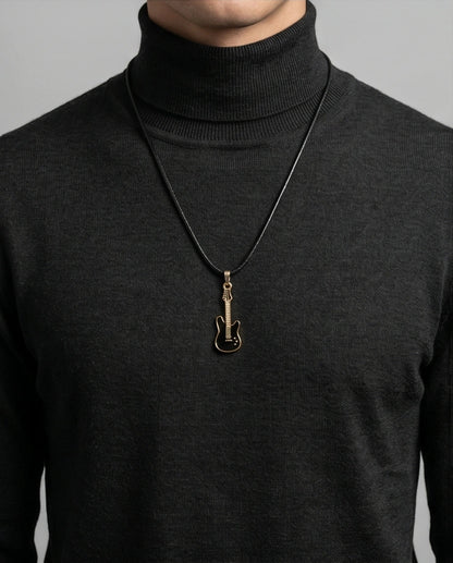 Gold and Black Electric Guitar Necklace