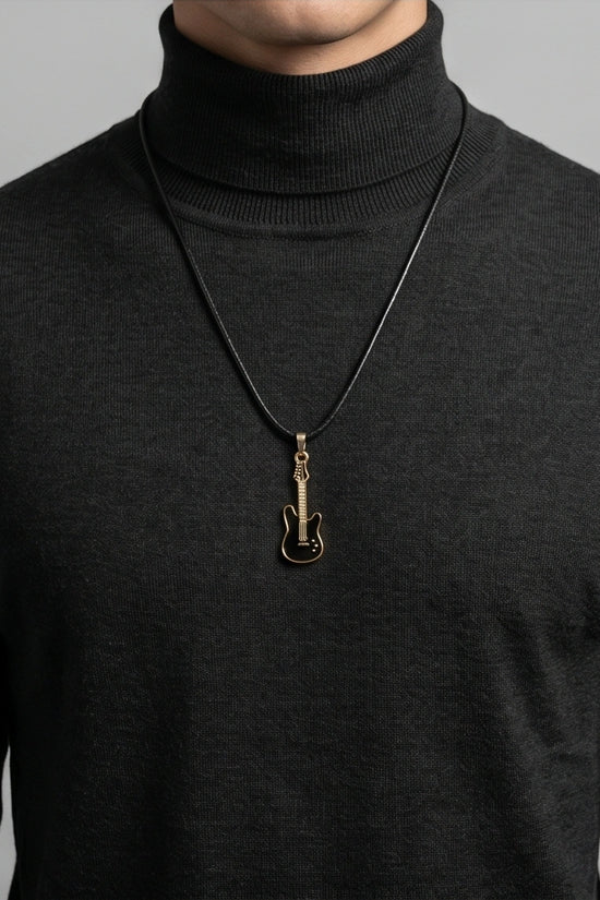 Gold and Black Electric Guitar Necklace