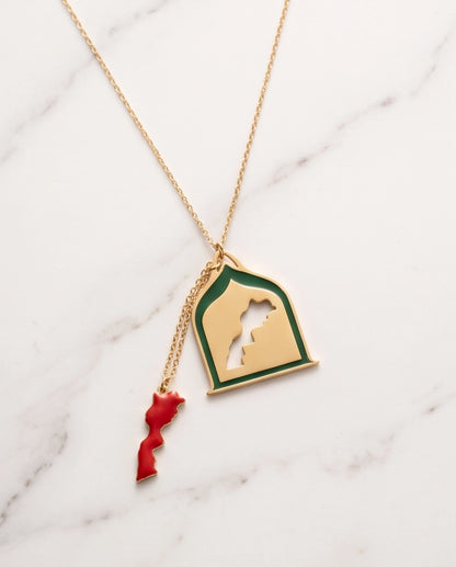 Gold Morocco Map & Arch Necklace