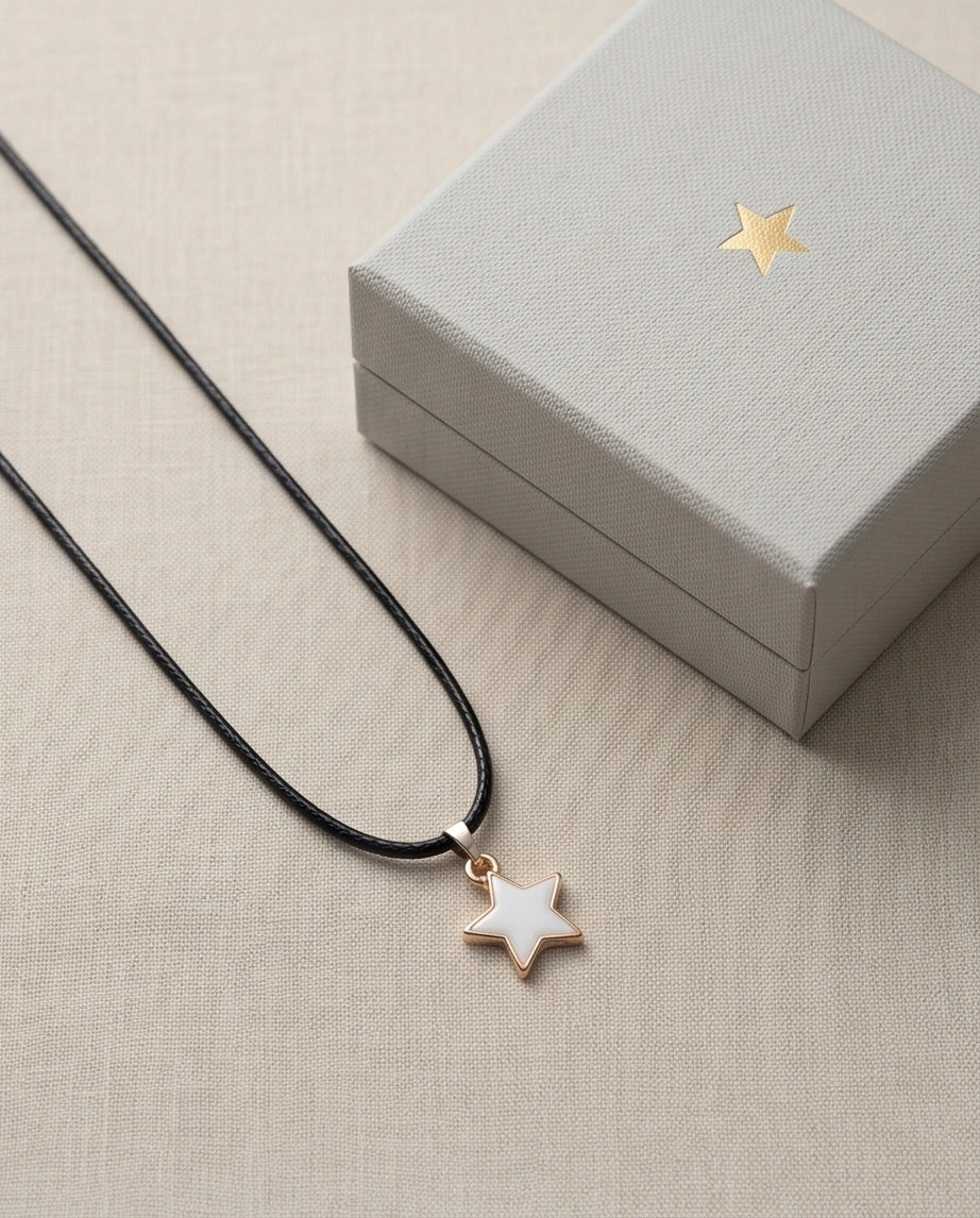 Gold and White Minimalist Star Necklace