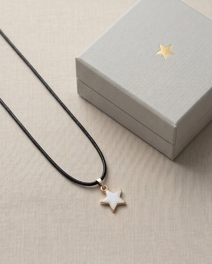 Gold and White Minimalist Star Necklace