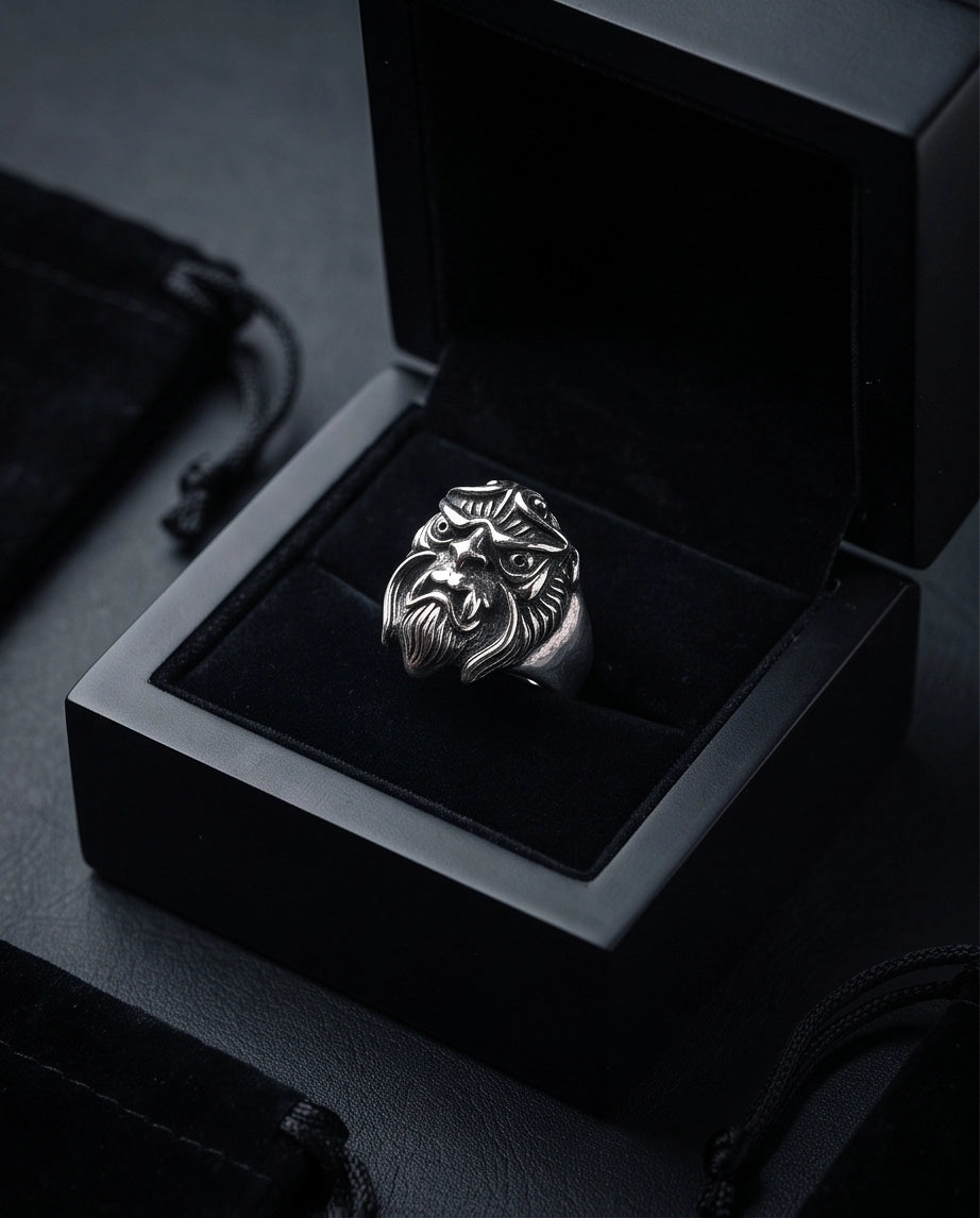 Celestial Sunburst Guardian Lion Ring