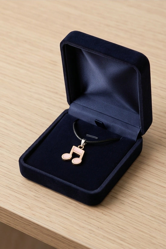 Rose Gold Pink Sixteenth Note Necklace