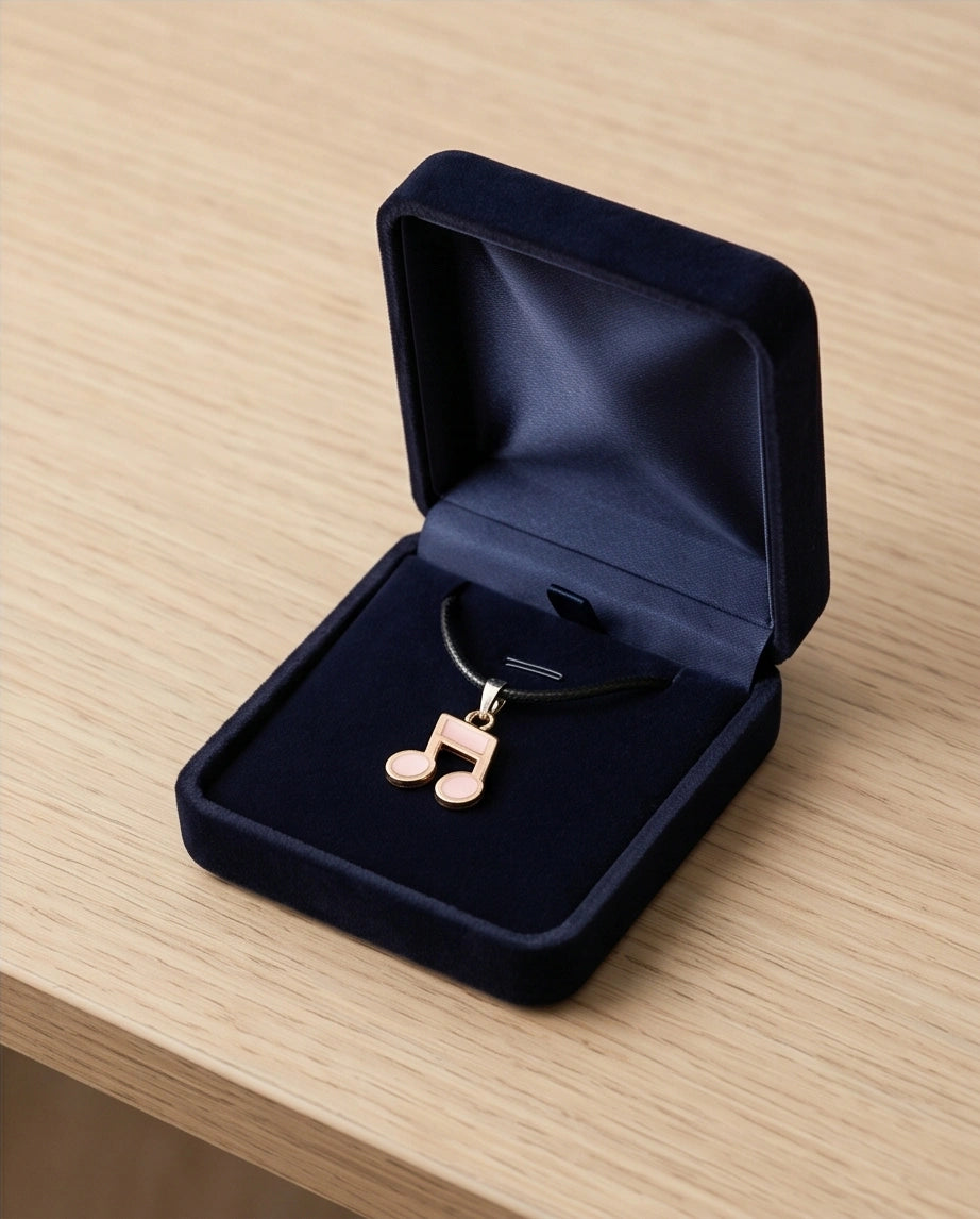 Rose Gold Pink Sixteenth Note Necklace