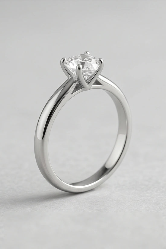 Sterling Silver Heart-Cut Moissanite Solitaire Ring