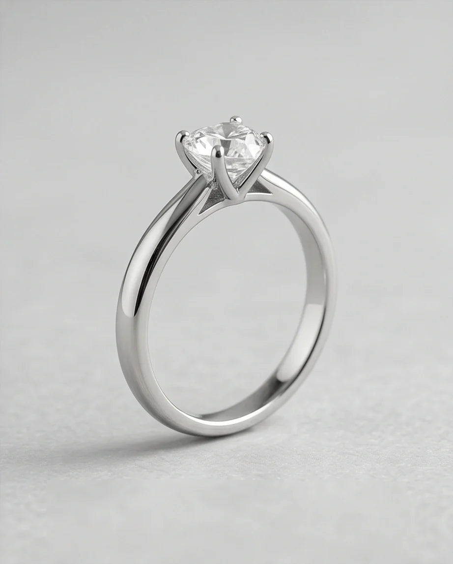 Sterling Silver Heart-Cut Moissanite Solitaire Ring