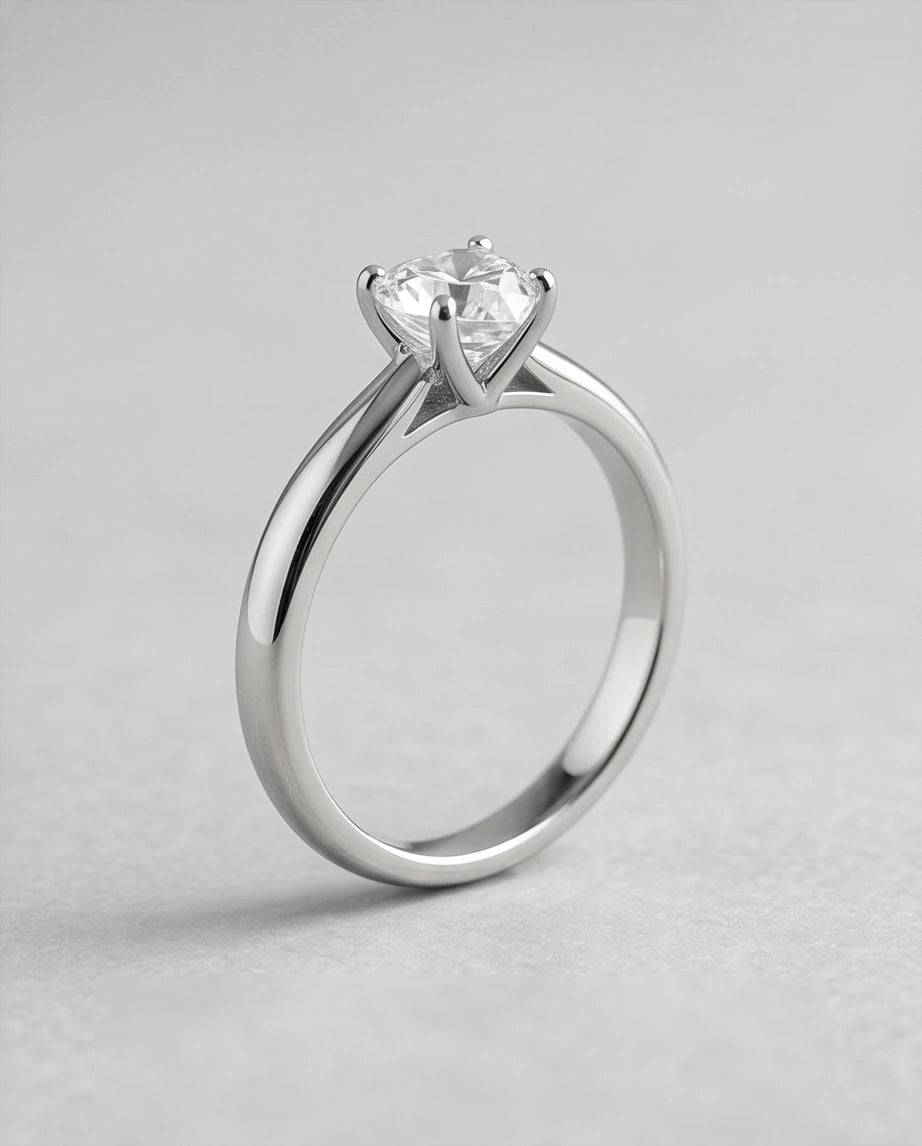 Sterling Silver Heart-Cut Moissanite Solitaire Ring