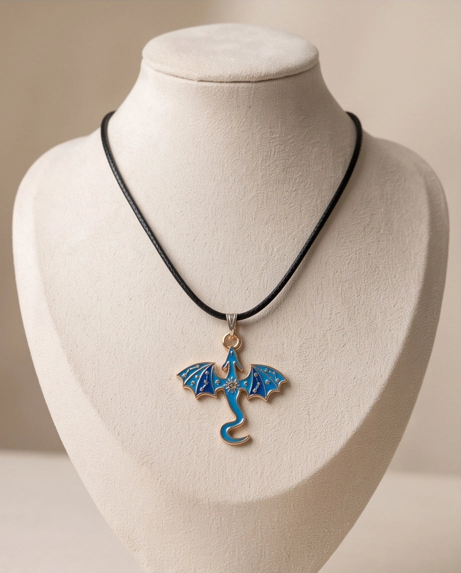 Blue Celestial Dragon Cord Necklace