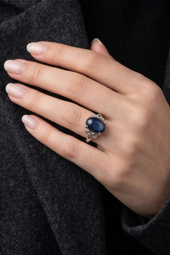 Silver Sapphire Filigree Ring