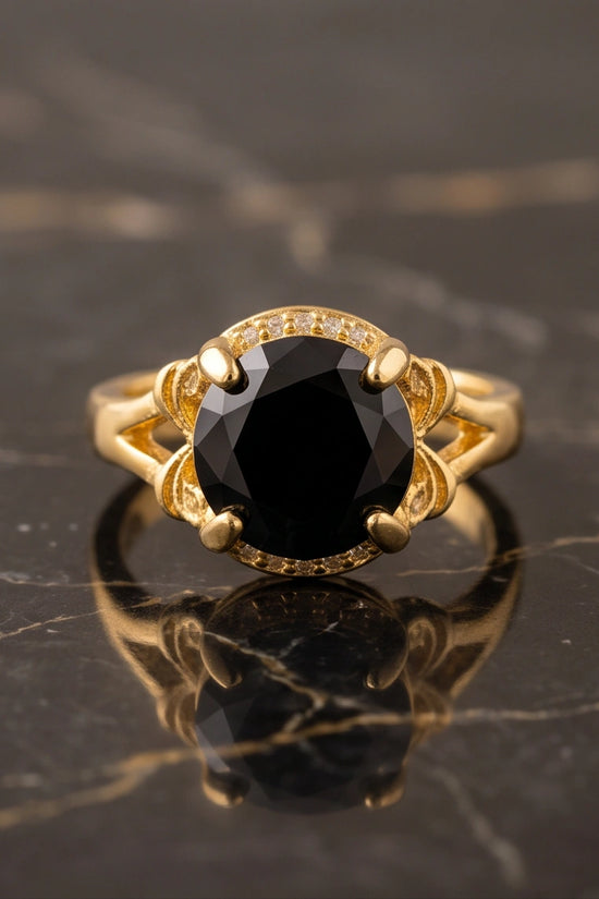 Golden Obsidian Solis Filigree Ring