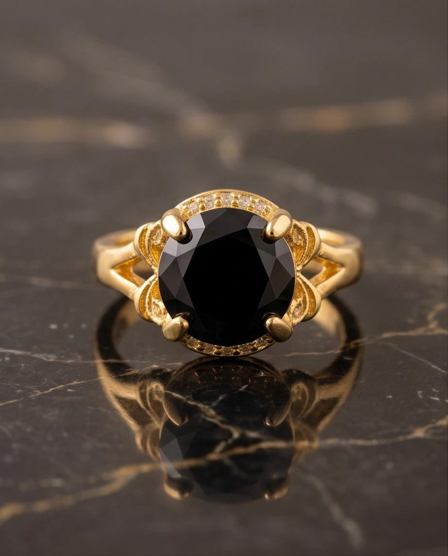 Golden Obsidian Solis Filigree Ring