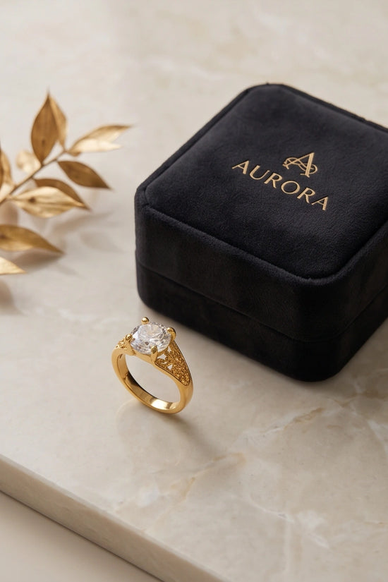 Golden Empress Moissanite Filigree Ring