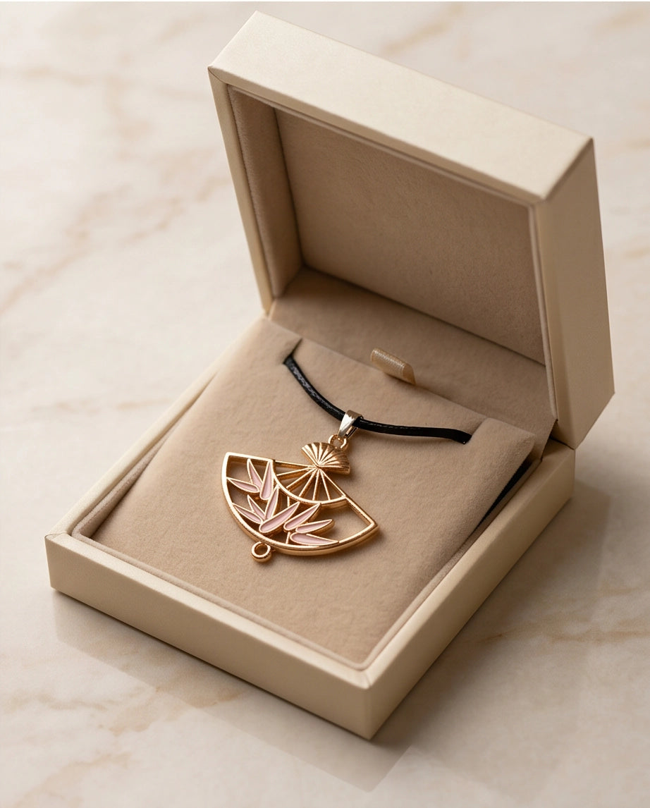 Blush Pink Fan Pendant Necklace