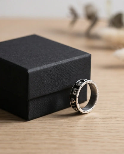Gothic Sterling Silver Skull and Card Suits Band Ring