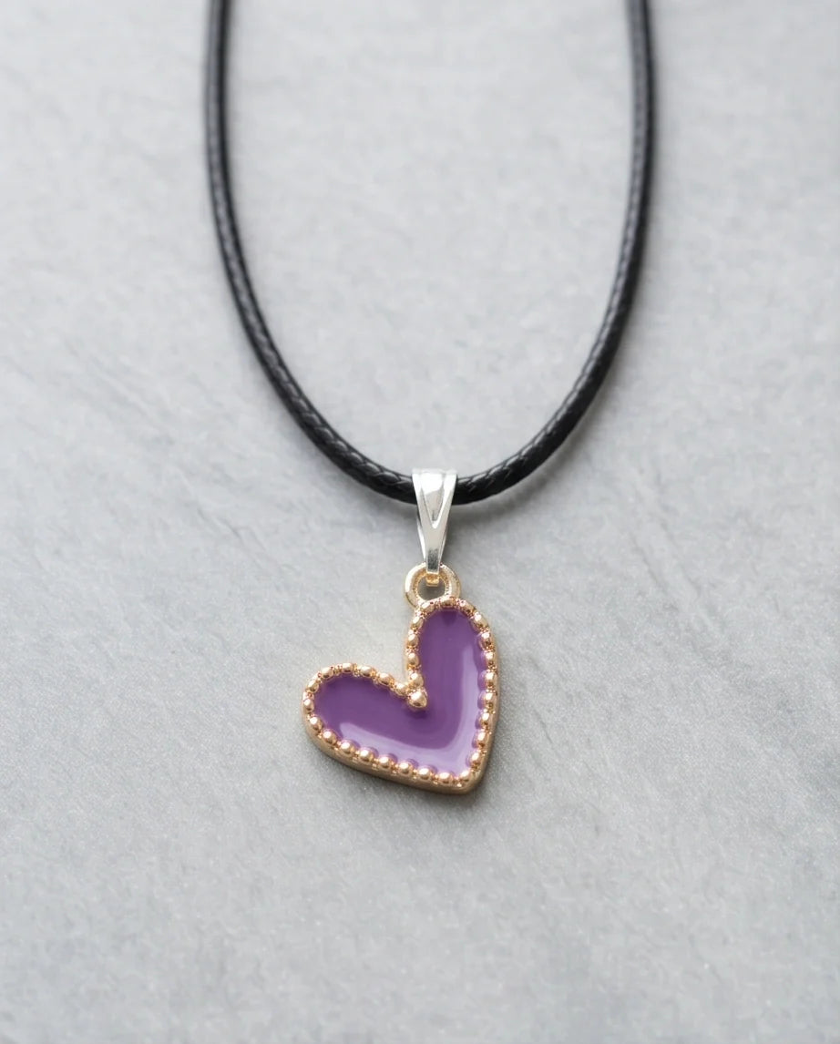 Whimsical Purple Heart Pendant
