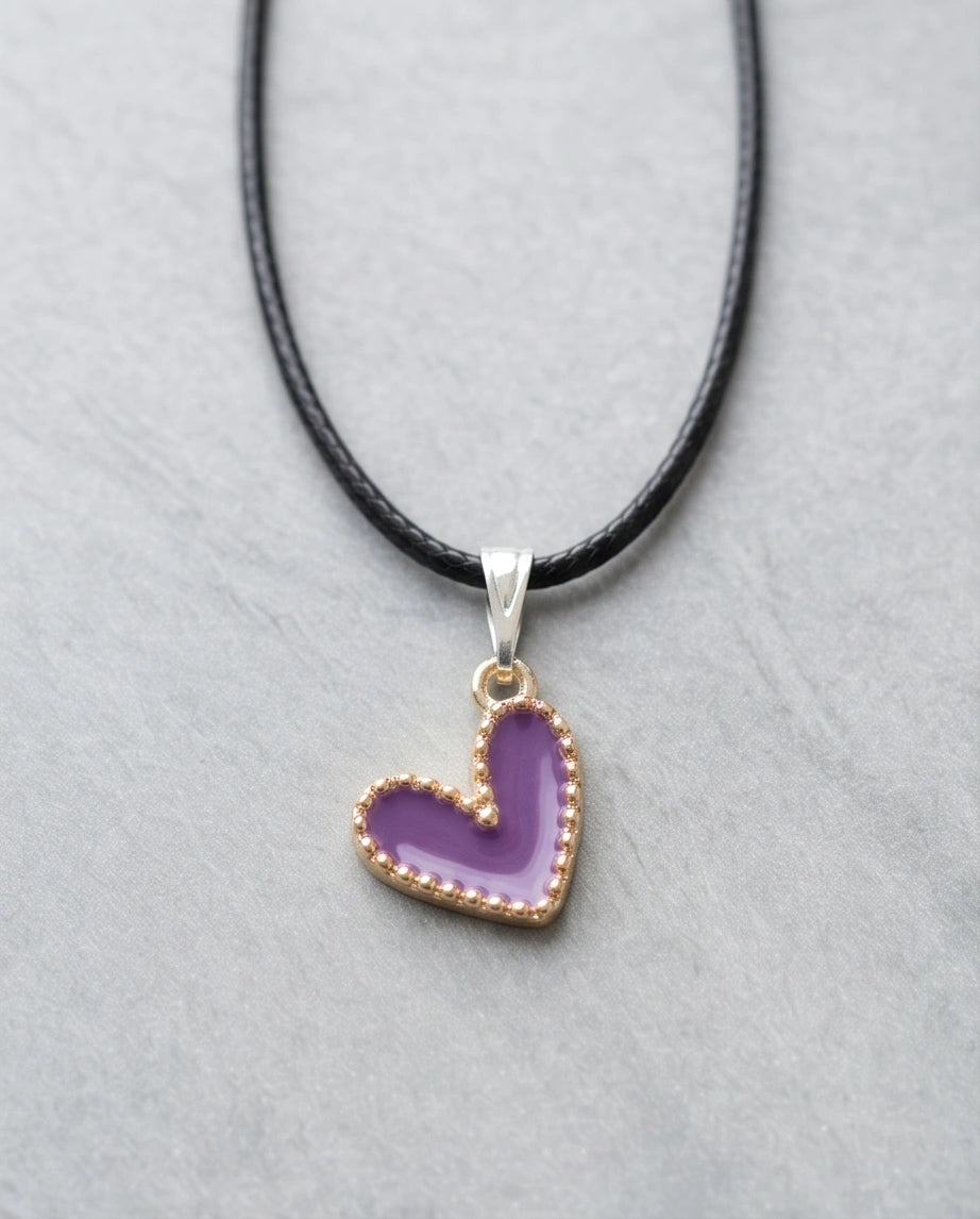 Whimsical Purple Heart Pendant