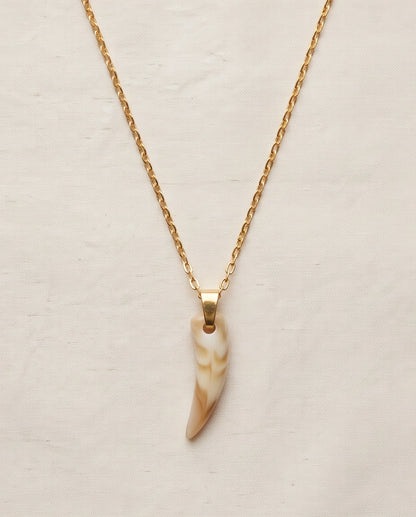 Silver Agate Tooth Pendant Chain Necklace