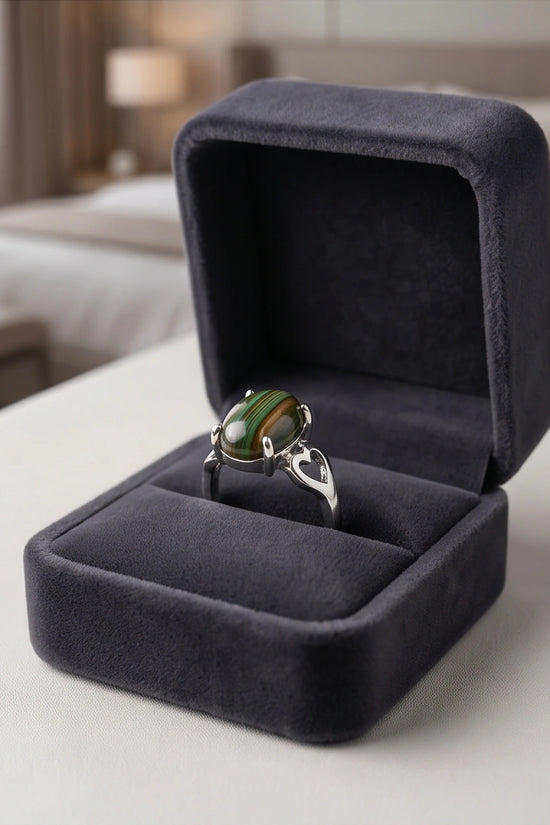Earthy Heart Banded Agate Ring