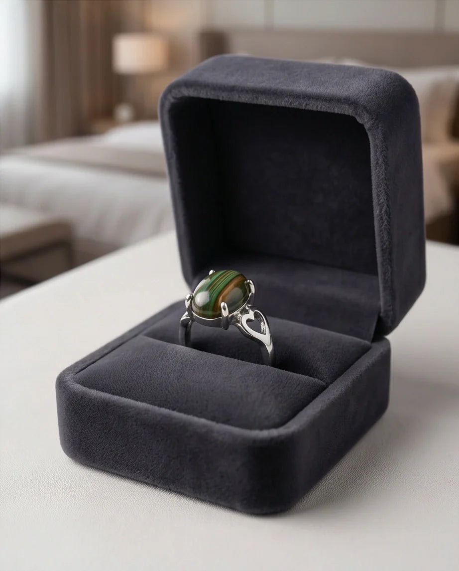 Earthy Heart Banded Agate Ring