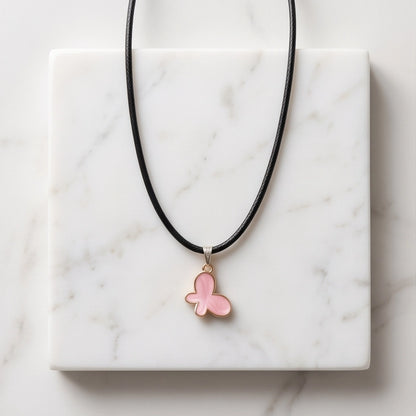 Soft Pink Butterfly Cord Necklace