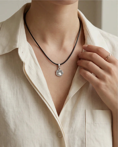 Silver Animal Paw Print Necklace